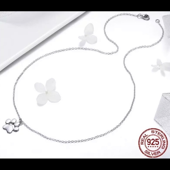 925 Silver Paw Print Necklace - Picture 6 of 6